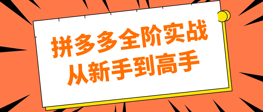 拼多多全阶实战从新手到高手 全流程实战